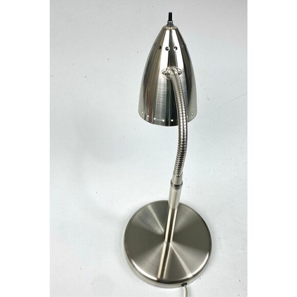 Atomic Style Adjustable Gooseneck Metal Table Desk Lamp Industrial 22in Silver - Picture 4 of 12